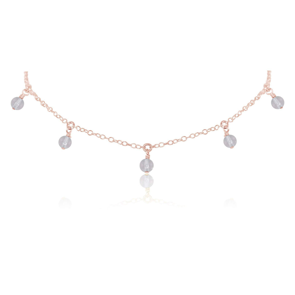Crystal Quartz Bead Drop Choker - Crystal Quartz Bead Drop Choker - 14k Rose Gold Fill - Luna Tide Handmade Crystal Jewellery