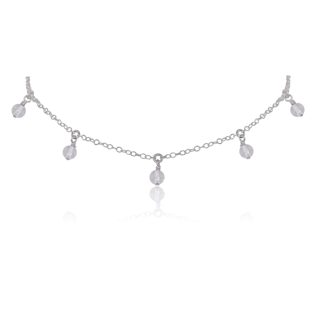 Crystal Quartz Bead Drop Choker - Crystal Quartz Bead Drop Choker - Stainless Steel - Luna Tide Handmade Crystal Jewellery