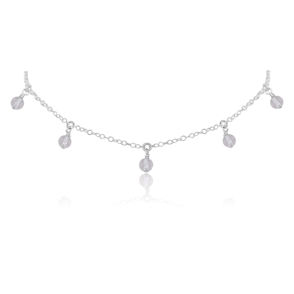 Crystal Quartz Bead Drop Choker - Crystal Quartz Bead Drop Choker - Sterling Silver - Luna Tide Handmade Crystal Jewellery