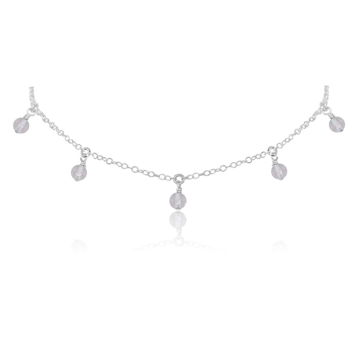 Crystal Quartz Bead Drop Choker - Crystal Quartz Bead Drop Choker - Sterling Silver - Luna Tide Handmade Crystal Jewellery