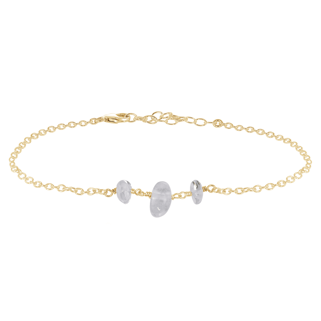Crystal Quartz Beaded Chain Anklet - Crystal Quartz Beaded Chain Anklet - 14k Gold Fill - Luna Tide Handmade Crystal Jewellery