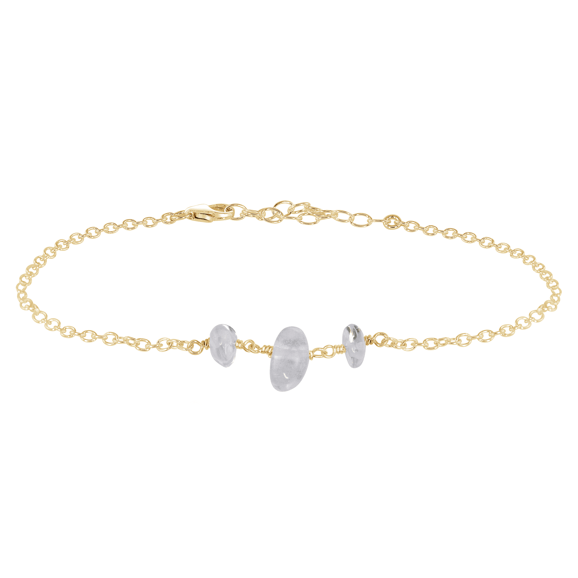 Crystal Quartz Beaded Chain Anklet - Crystal Quartz Beaded Chain Anklet - 14k Gold Fill - Luna Tide Handmade Crystal Jewellery