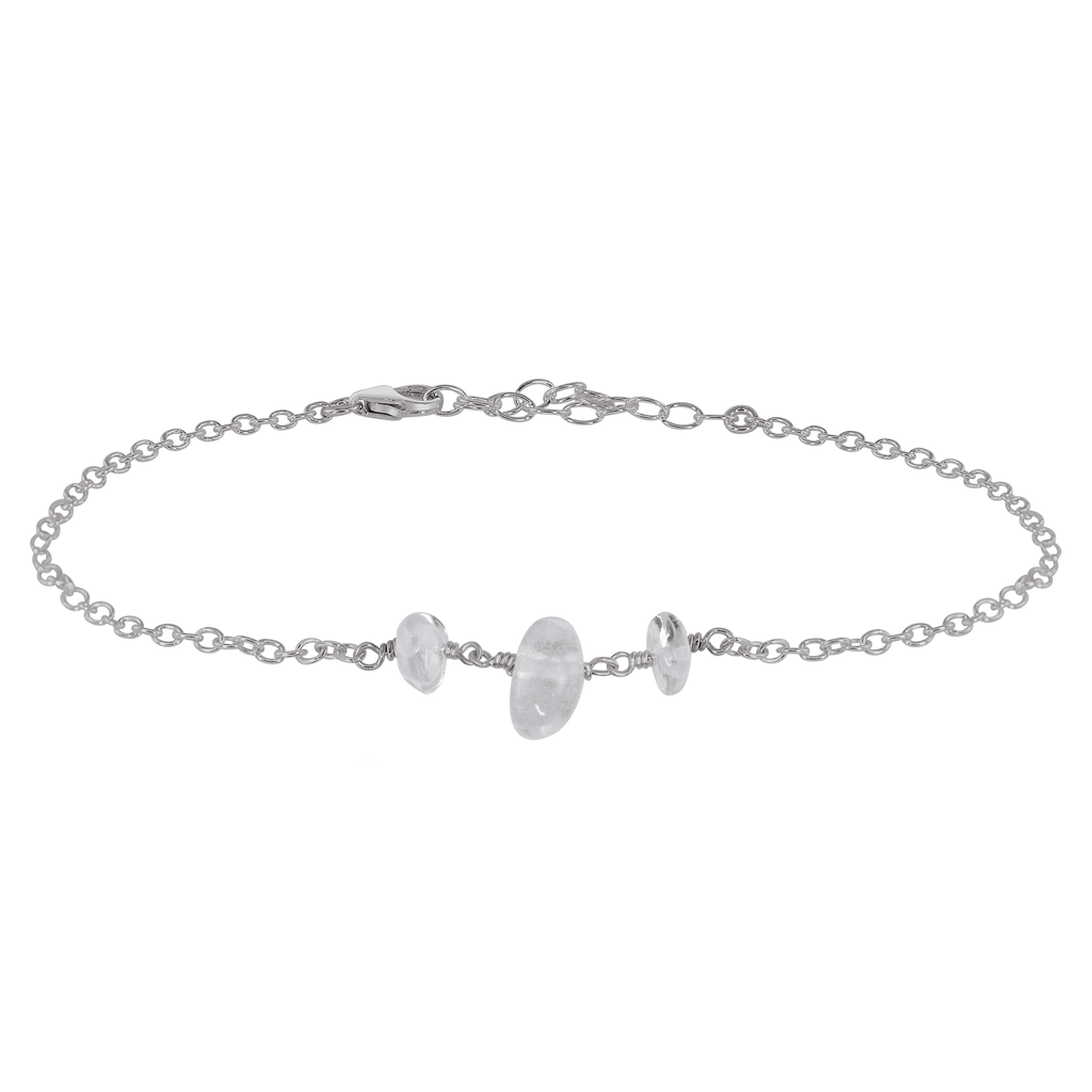 Crystal Quartz Beaded Chain Anklet - Crystal Quartz Beaded Chain Anklet - Stainless Steel - Luna Tide Handmade Crystal Jewellery