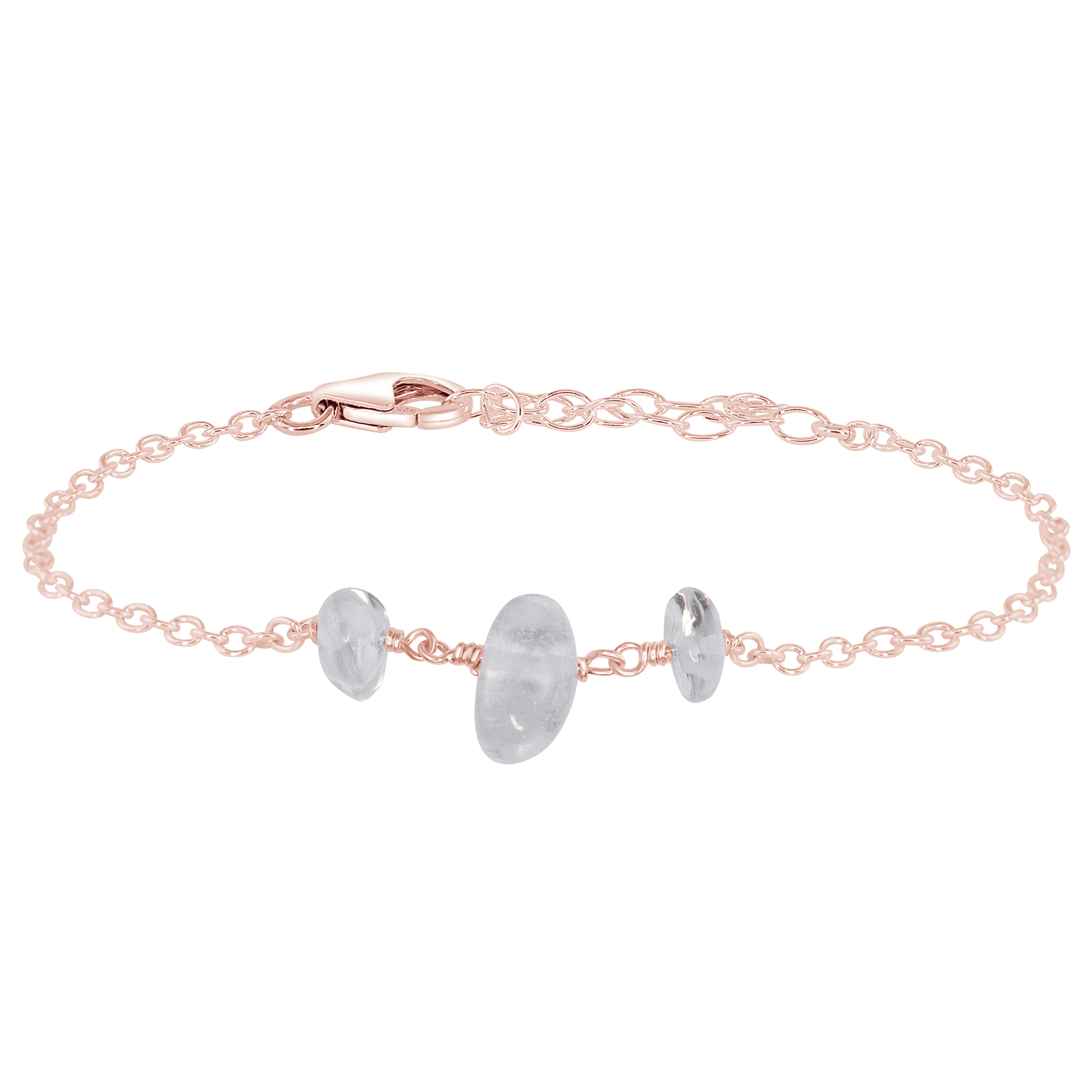 Crystal Quartz Beaded Chain Bracelet - Crystal Quartz Beaded Chain Bracelet - 14k Rose Gold Fill - Luna Tide Handmade Crystal Jewellery