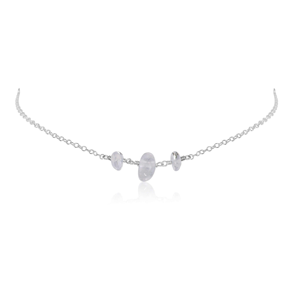 Crystal Quartz Beaded Chain Choker Necklace - Crystal Quartz Beaded Chain Choker Necklace - Sterling Silver - Luna Tide Handmade Crystal Jewellery