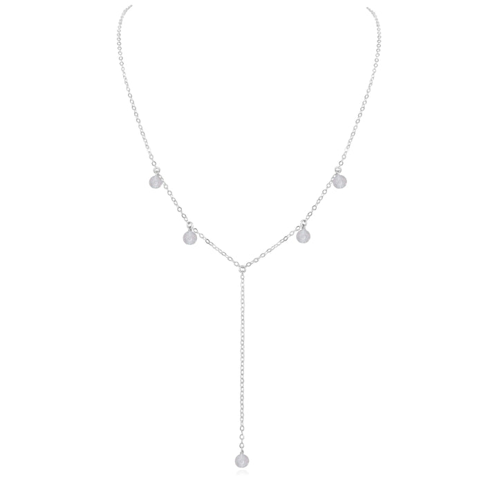 Crystal Quartz Boho Lariat Necklace - Crystal Quartz Boho Lariat Necklace - Sterling Silver - Luna Tide Handmade Crystal Jewellery