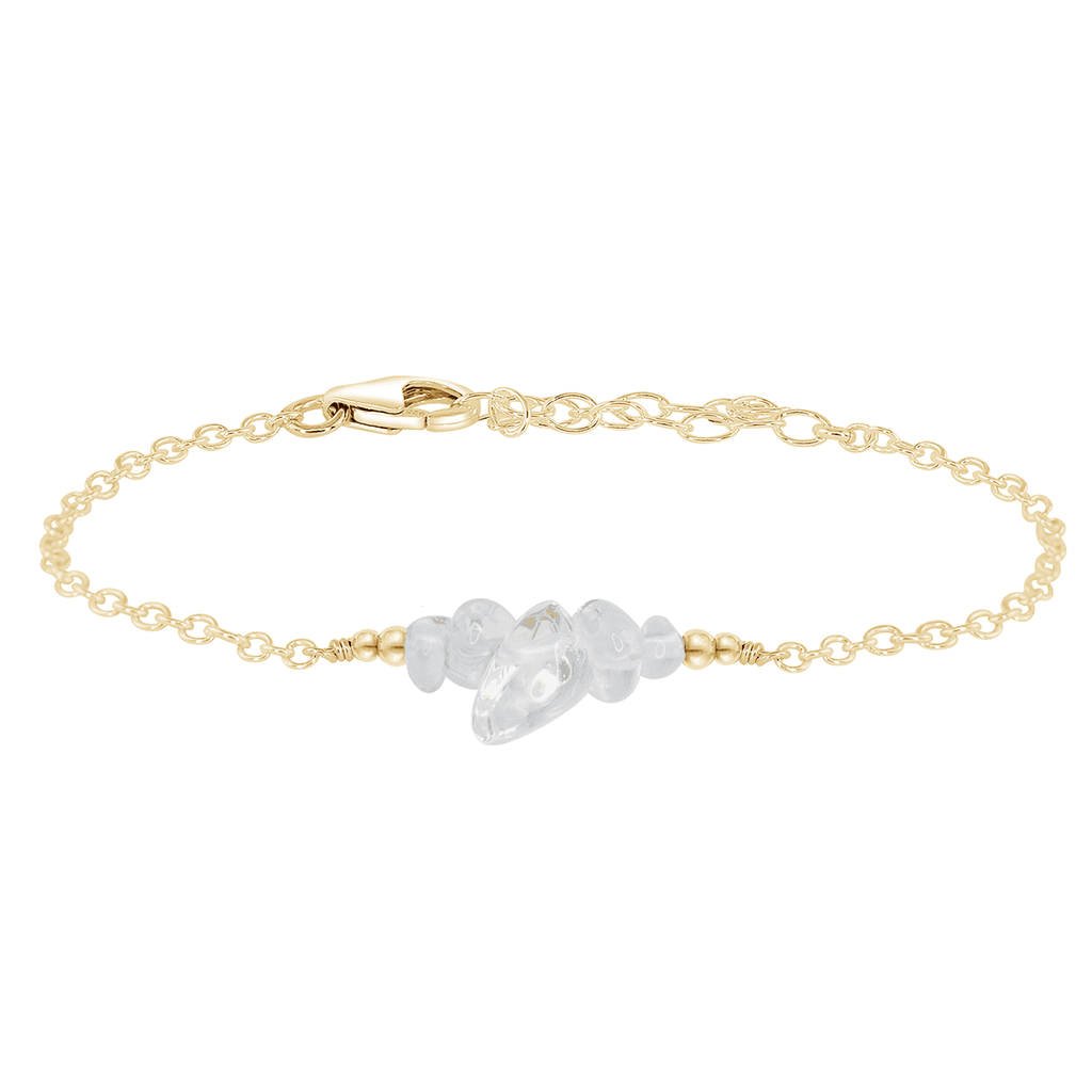 Crystal quartz Chip Bead Bar Bracelet - Crystal quartz Chip Bead Bar Bracelet - 14k Gold Fill - Luna Tide Handmade Crystal Jewellery