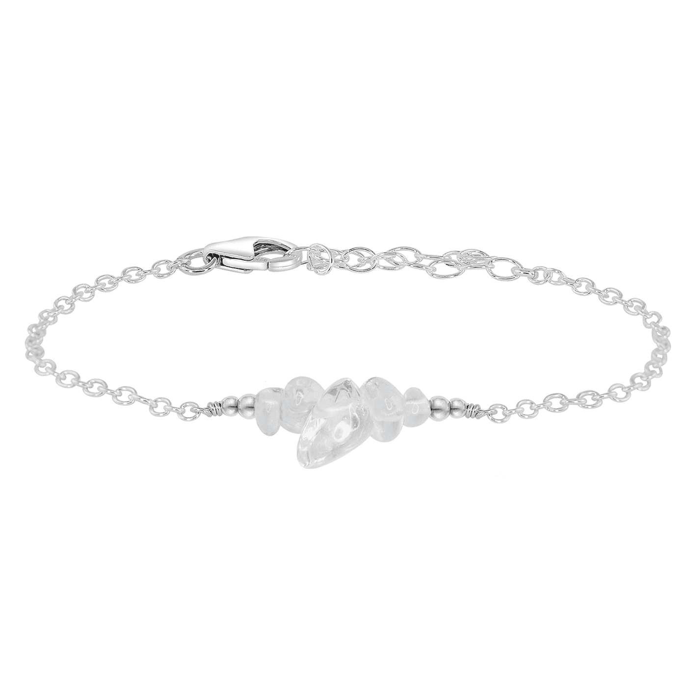 Crystal quartz Chip Bead Bar Bracelet - Crystal quartz Chip Bead Bar Bracelet - Sterling Silver - Luna Tide Handmade Crystal Jewellery