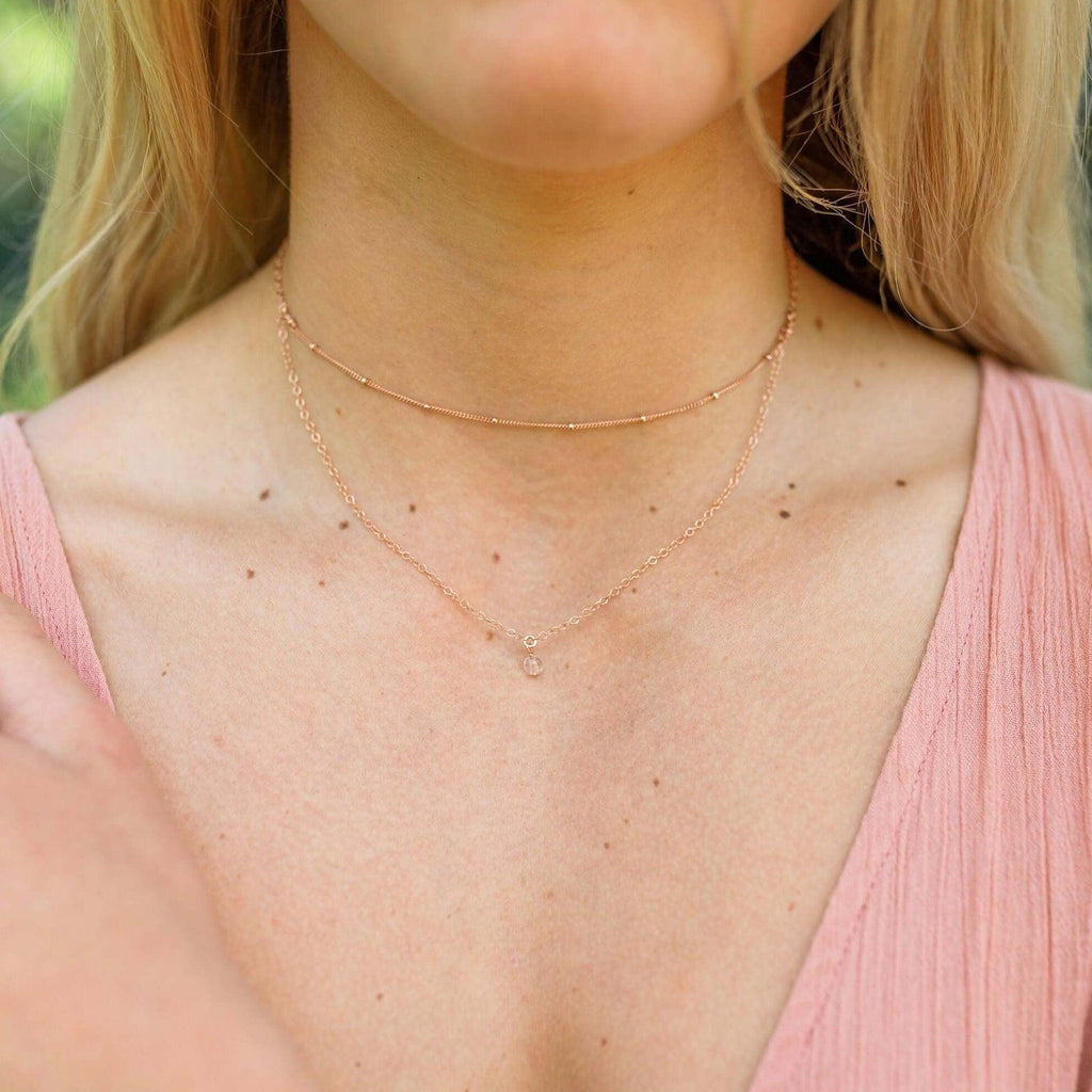 Crystal Quartz Gemstone Chain Layered Choker Necklace - Crystal Quartz Gemstone Chain Layered Choker Necklace - 14k Gold Fill - Luna Tide Handmade Crystal Jewellery