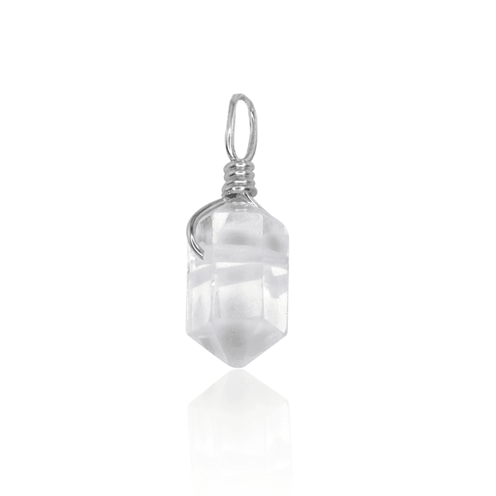 Crystal Quartz Mini Double Terminated Crystal Point Pendant - Crystal Quartz Mini Double Terminated Crystal Point Pendant - Sterling Silver - Luna Tide Handmade Crystal Jewellery