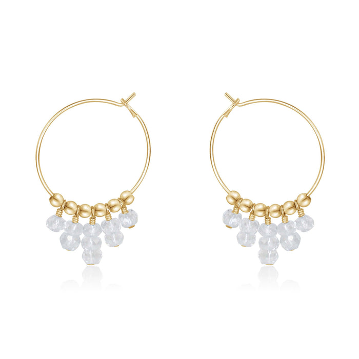 Hoop Earrings - Crystal Quartz - 14K Gold Fill - Luna Tide Handmade Jewellery