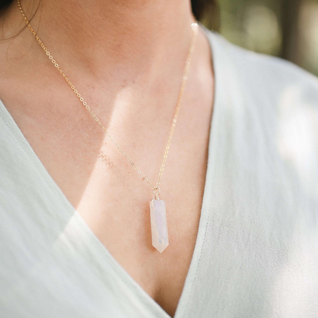 Large Crystal Point Necklace - 14K Gold Fill - Luna Tide Handmade Jewellery