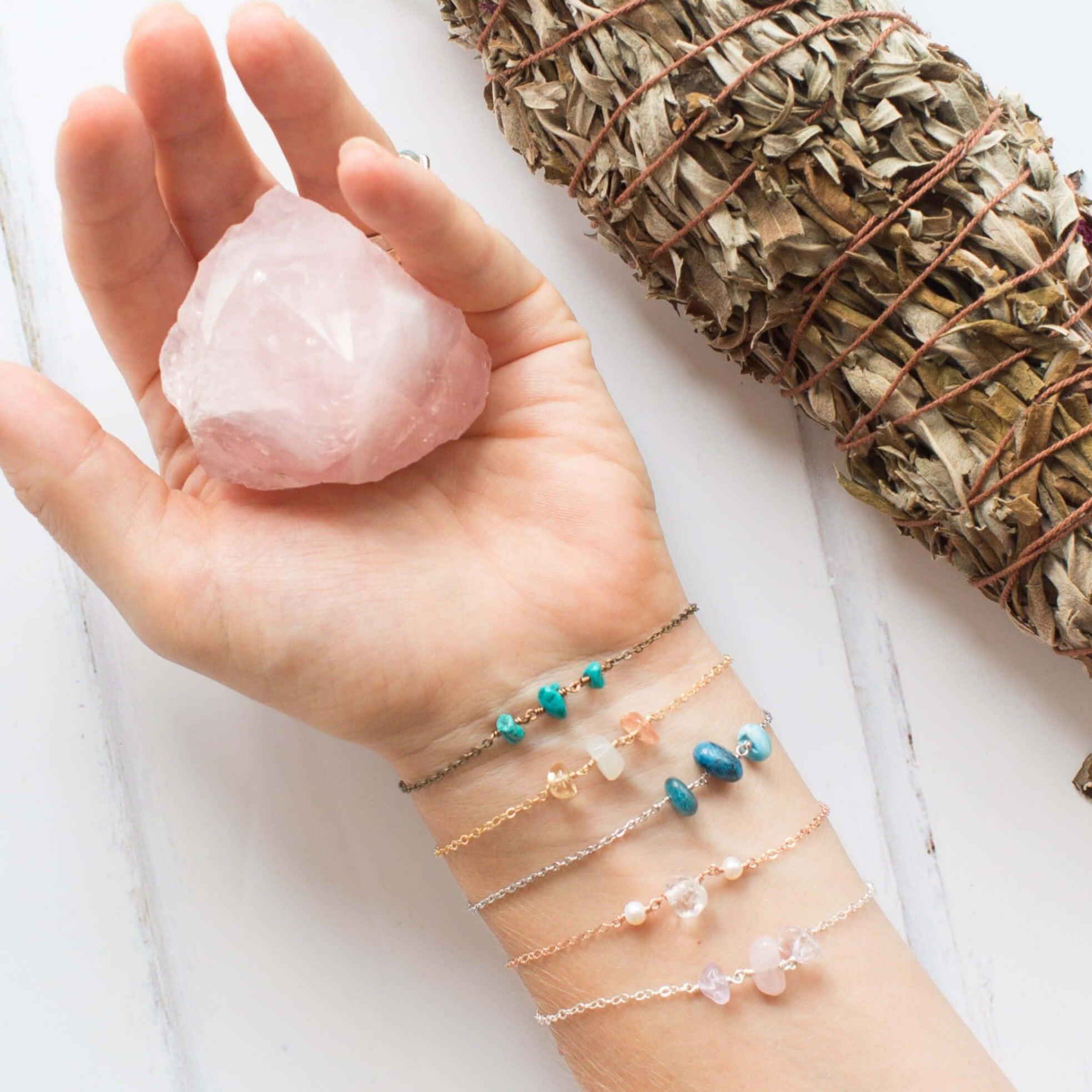 Beaded Chain Bracelet - Bronze - Stainless Steel - Sterling Silver - 14K Gold Fill - 14K Rose Gold Fill - Luna Tide Handmade Jewellery