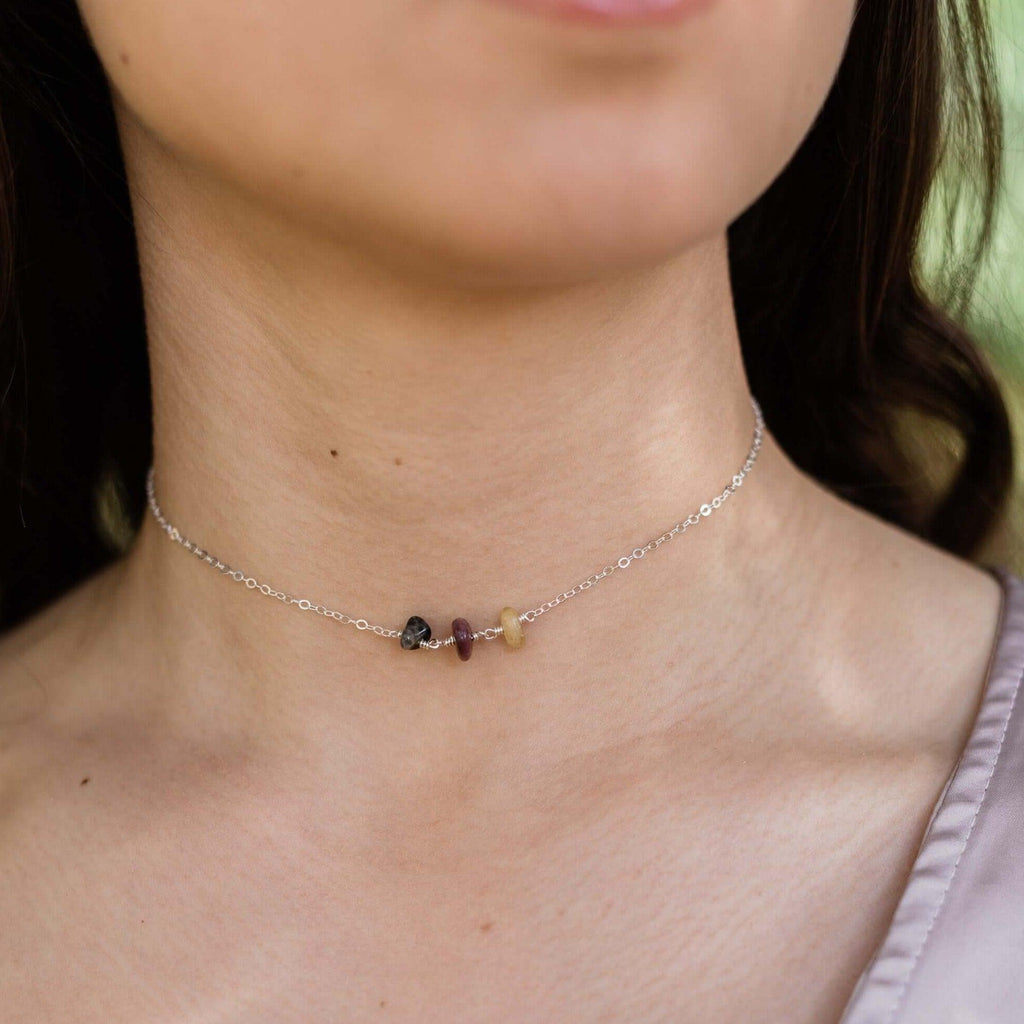 Beaded Chain Choker - Sterling Silver - Luna Tide Handmade Jewellery