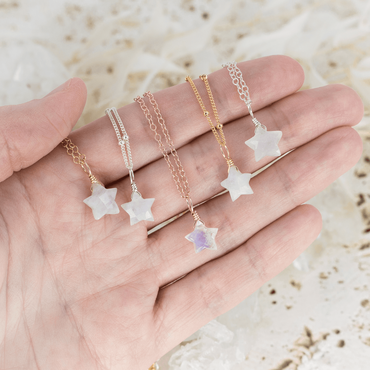 Custom Little Crystal Star Pendant Necklace - Custom Little Crystal Star Pendant Necklace - 14k Gold Fill / 30cm (12") - Choker / Cable - Luna Tide Handmade Crystal Jewellery