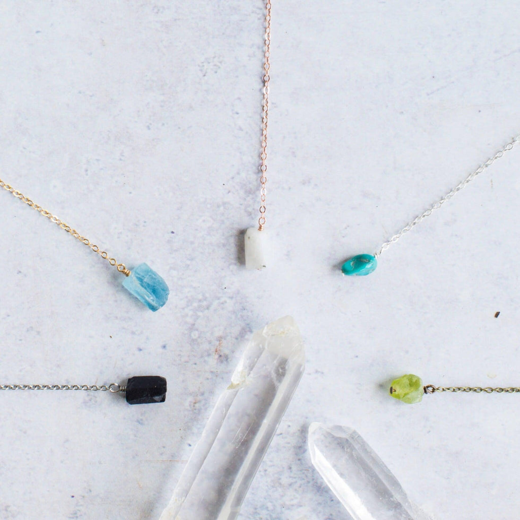 Raw Nugget Lariat - Bronze - 14K Gold Fill - Sterling Silver - Stainless Steel - 14K Rose Gold Fill - Luna Tide Handmade Jewellery