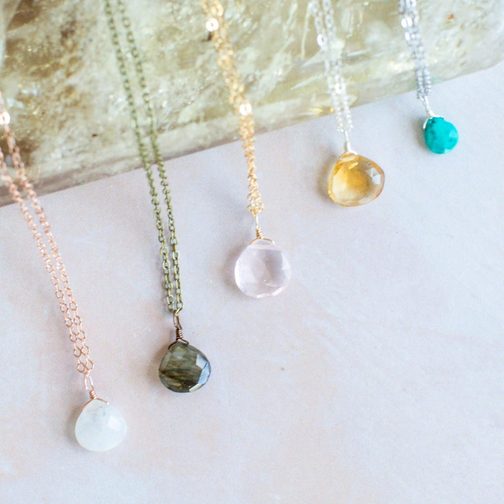 Teardrop Necklace - Bronze - 14K Gold Fill - Sterling Silver - Stainless Steel - 14K Rose Gold Fill - Luna Tide Handmade Jewellery