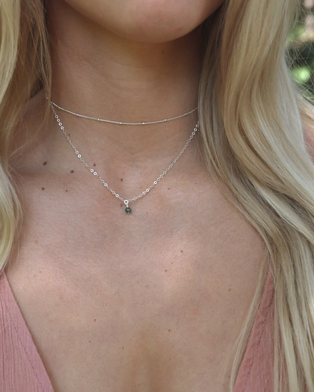 Emerald Gemstone Chain Layered Choker Necklace