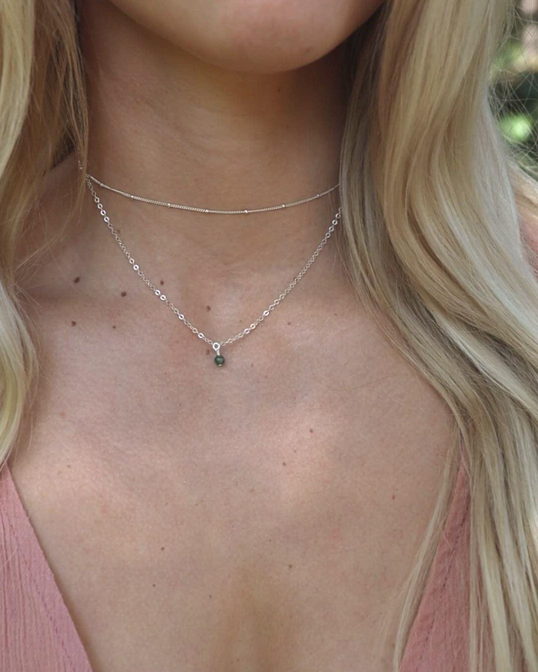 Emerald Gemstone Chain Layered Choker Necklace