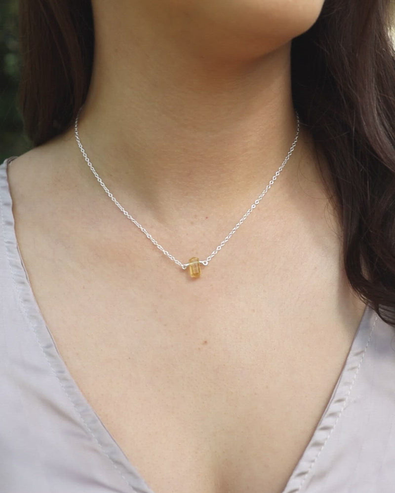 Double Terminated Citrine Mini Crystal Point Necklace