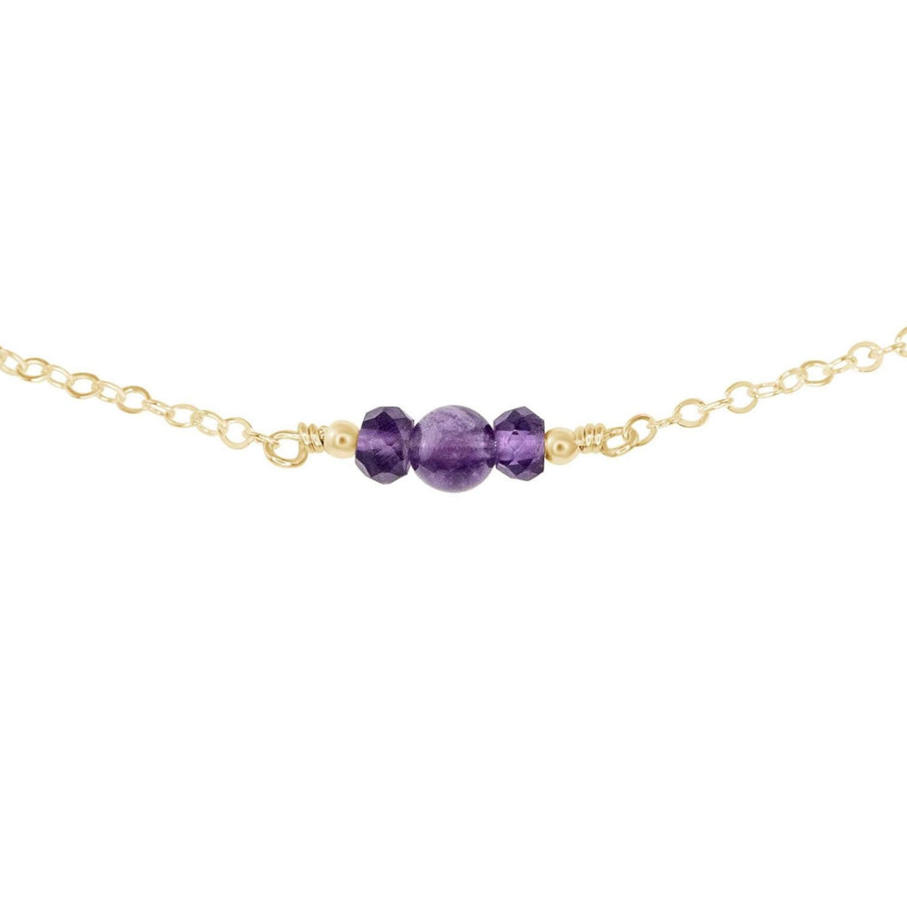 Dainty Amethyst Gemstone Choker Necklace - Dainty Amethyst Gemstone Choker Necklace - 14k Gold Fill - Luna Tide Handmade Crystal Jewellery