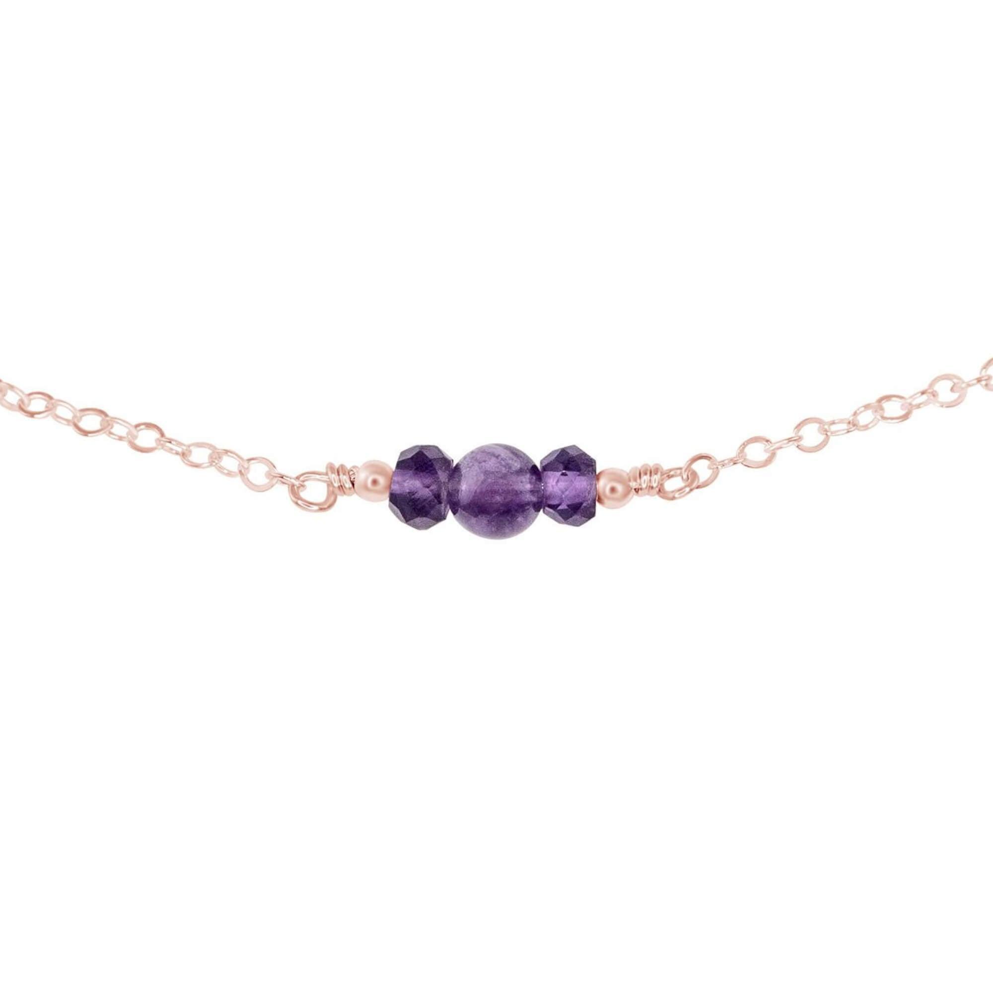 Dainty Amethyst Gemstone Choker Necklace - Dainty Amethyst Gemstone Choker Necklace - 14k Rose Gold Fill - Luna Tide Handmade Crystal Jewellery
