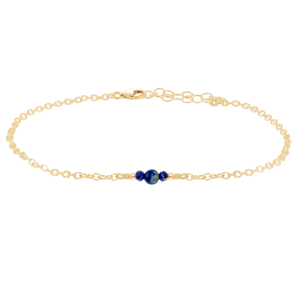Dainty Anklet - Lapis Lazuli - 14K Gold Fill - Luna Tide Handmade Jewellery