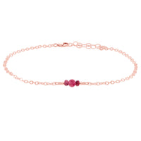Dainty Anklet - Ruby - 14K Rose Gold Fill - Luna Tide Handmade Jewellery