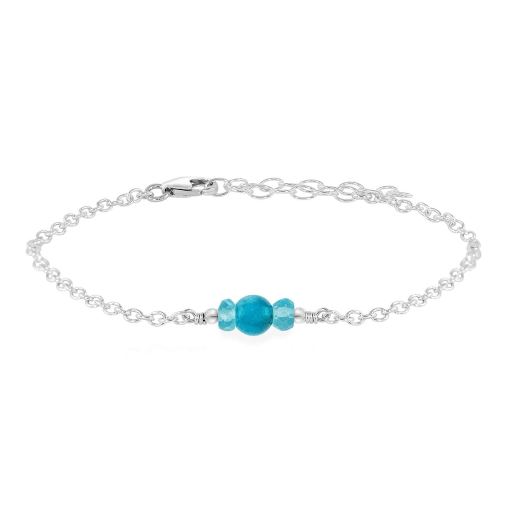 Dainty Apatite Gemstone Bracelet - Dainty Apatite Gemstone Bracelet - Sterling Silver - Luna Tide Handmade Crystal Jewellery