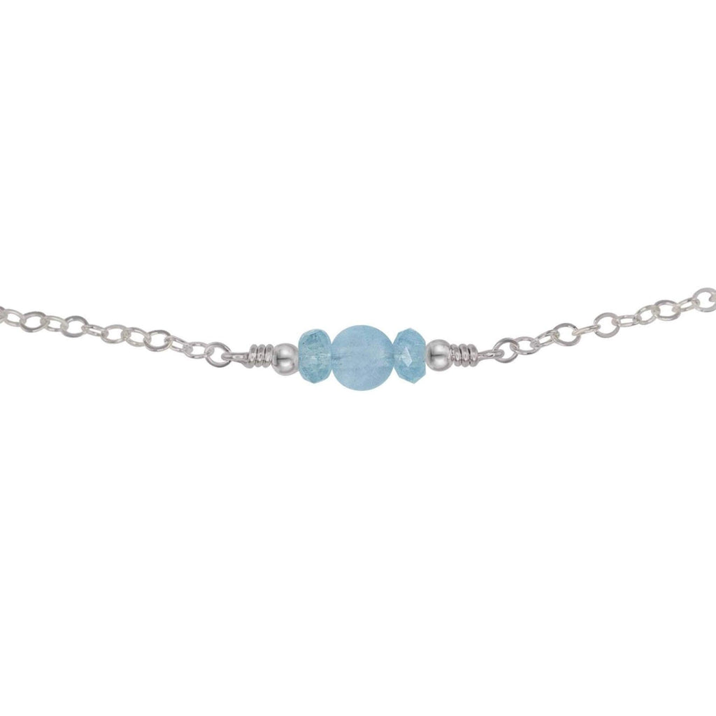 Dainty Aquamarine Gemstone Choker Necklace - Dainty Aquamarine Gemstone Choker Necklace - Stainless Steel - Luna Tide Handmade Crystal Jewellery