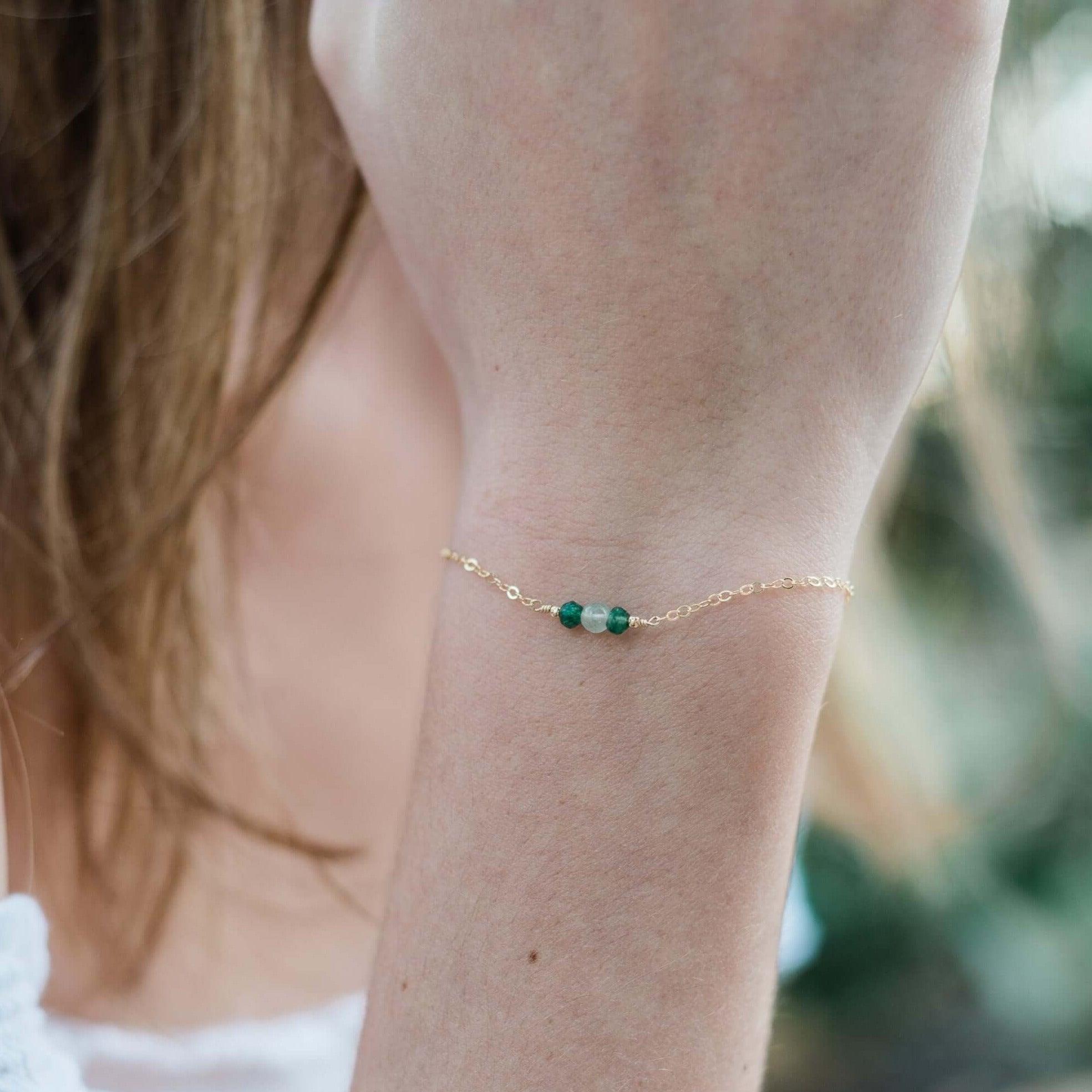 Dainty Aventurine Gemstone Bracelet - Dainty Aventurine Gemstone Bracelet - 14k Gold Fill - Luna Tide Handmade Crystal Jewellery
