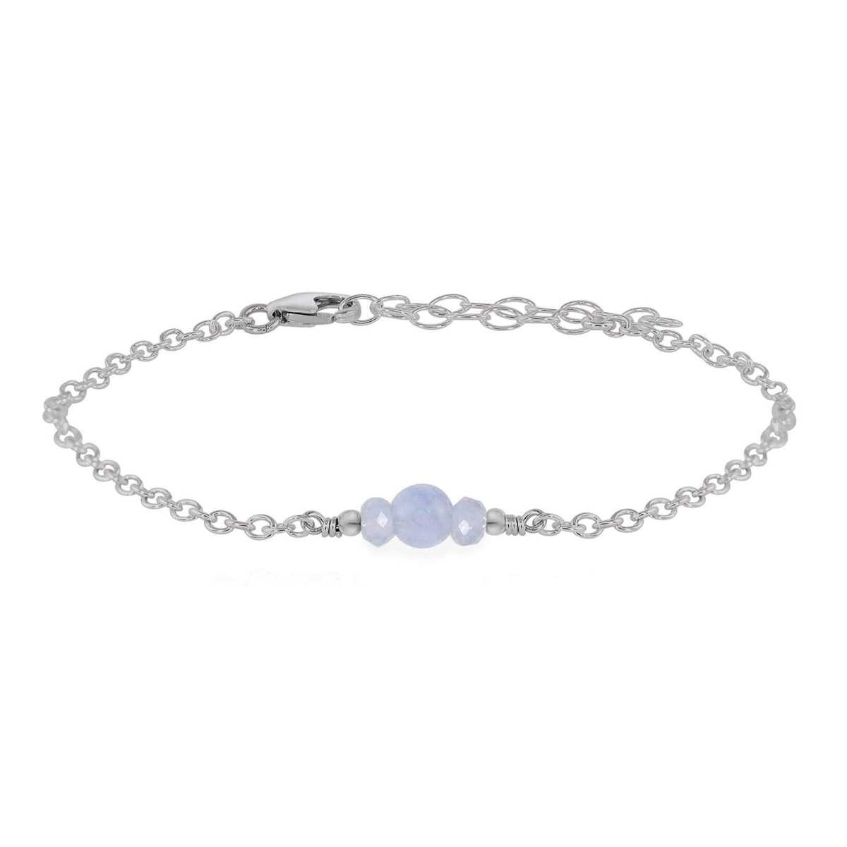 Dainty Bracelet - Blue Lace Agate - Stainless Steel - Luna Tide Handmade Jewellery