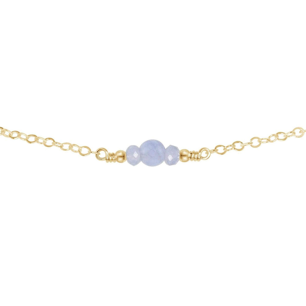 Dainty Blue Lace Agate Gemstone Choker Necklace - Dainty Blue Lace Agate Gemstone Choker Necklace - 14k Gold Fill - Luna Tide Handmade Crystal Jewellery