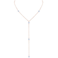 Dainty Y Necklace - Blue Lace Agate - 14K Rose Gold Fill - Luna Tide Handmade Jewellery