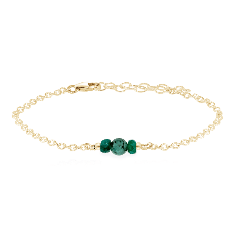 Dainty Bracelet - Emerald - 14K Gold Fill - Luna Tide Handmade Jewellery