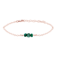 Dainty Bracelet - Emerald - 14K Rose Gold Fill - Luna Tide Handmade Jewellery
