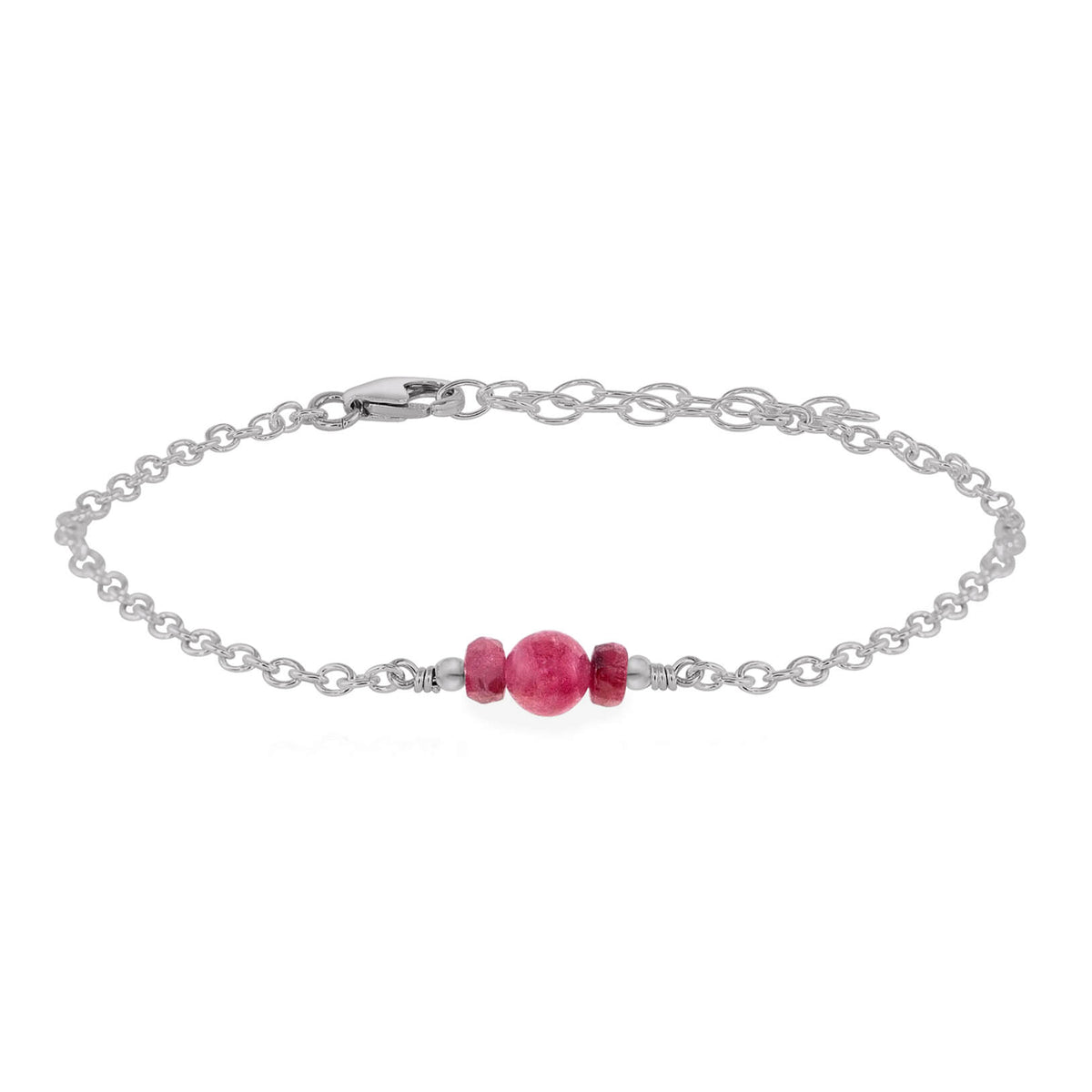 Dainty Bracelet - Ruby - Stainless Steel - Luna Tide Handmade Jewellery