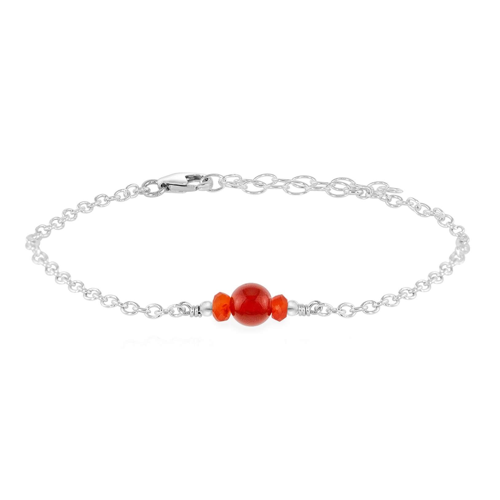 Dainty Carnelian Gemstone Bracelet - Dainty Carnelian Gemstone Bracelet - Sterling Silver - Luna Tide Handmade Crystal Jewellery