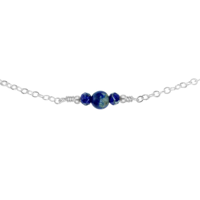 Dainty Choker - Lapis Lazuli - Sterling Silver - Luna Tide Handmade Jewellery
