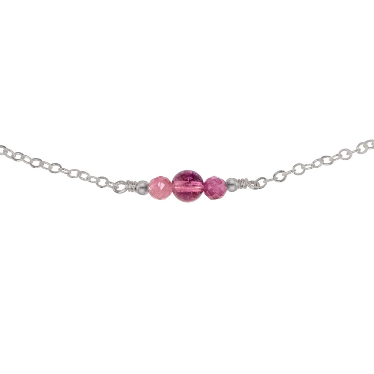 Dainty Choker - Pink Tourmaline - Stainless Steel - Luna Tide Handmade Jewellery