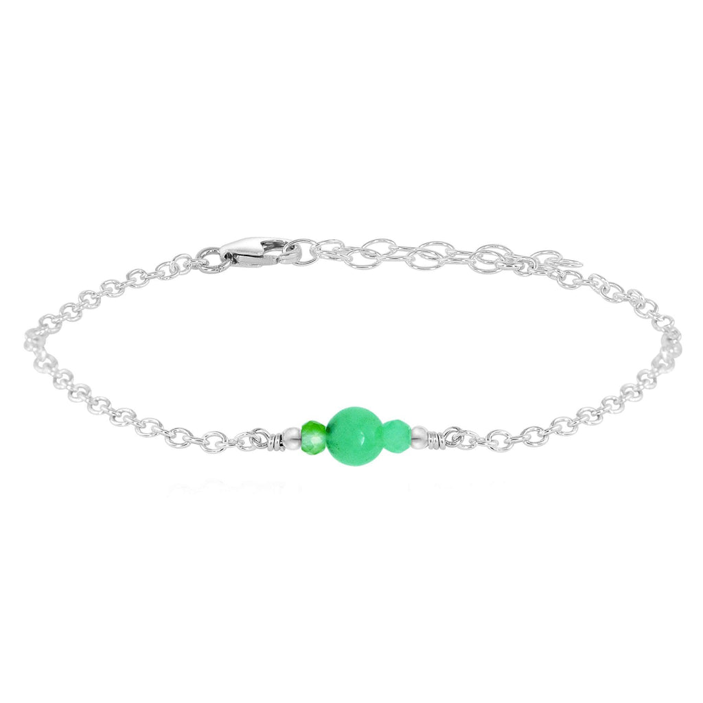 Dainty Chrysoprase Gemstone Bracelet - Dainty Chrysoprase Gemstone Bracelet - Sterling Silver - Luna Tide Handmade Crystal Jewellery