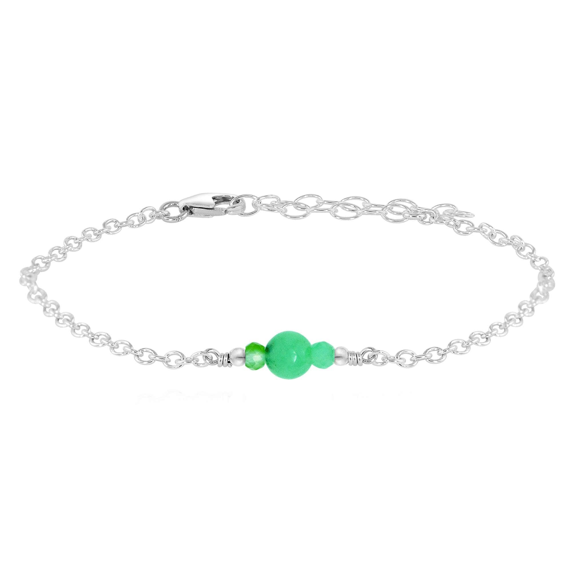 Dainty Chrysoprase Gemstone Bracelet - Dainty Chrysoprase Gemstone Bracelet - Sterling Silver - Luna Tide Handmade Crystal Jewellery