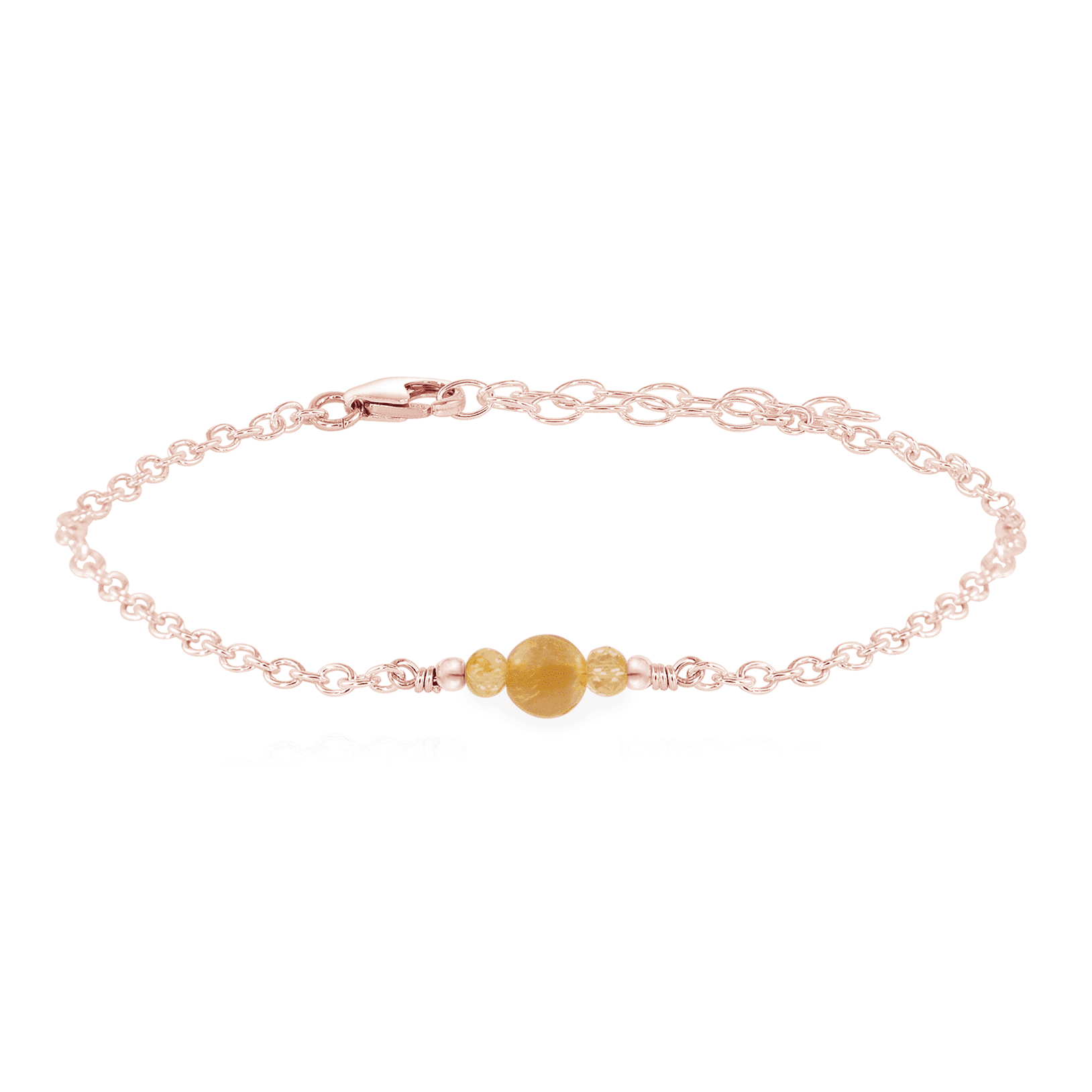 Dainty Citrine Gemstone Bracelet - Dainty Citrine Gemstone Bracelet - 14k Rose Gold Fill - Luna Tide Handmade Crystal Jewellery