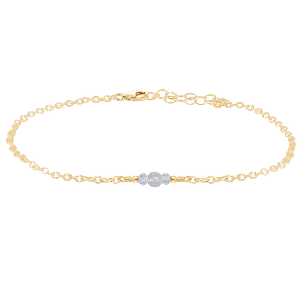 Dainty Crystal Quartz Gemstone Anklet - Dainty Crystal Quartz Gemstone Anklet - 14k Gold Fill - Luna Tide Handmade Crystal Jewellery