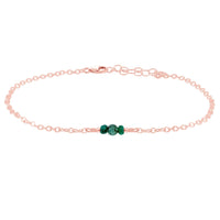 Dainty Anklet - Emerald - 14K Rose Gold Fill - Luna Tide Handmade Jewellery