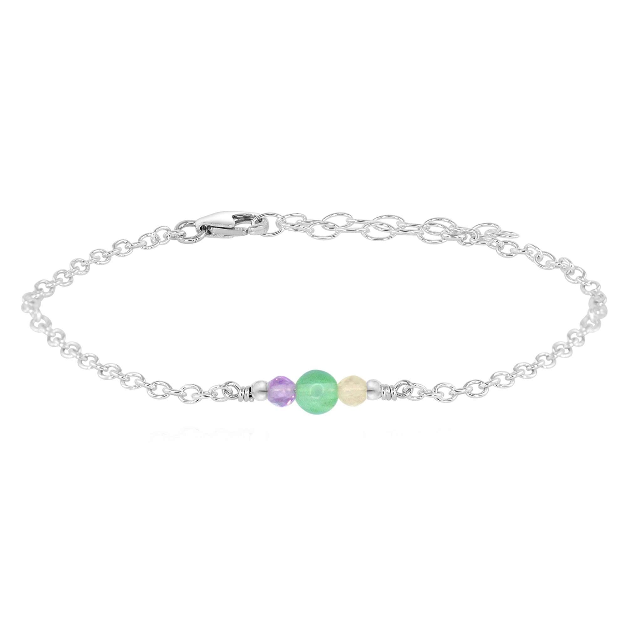 Dainty Fluorite Gemstone Bracelet - Dainty Fluorite Gemstone Bracelet - Sterling Silver - Luna Tide Handmade Crystal Jewellery