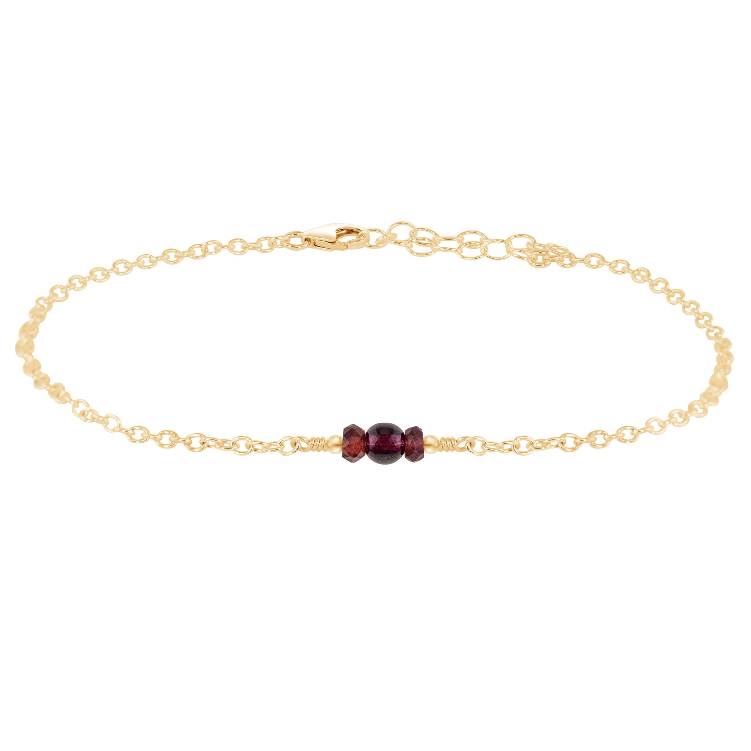 Dainty Garnet Gemstone Anklet - Dainty Garnet Gemstone Anklet - 14k Gold Fill - Luna Tide Handmade Crystal Jewellery