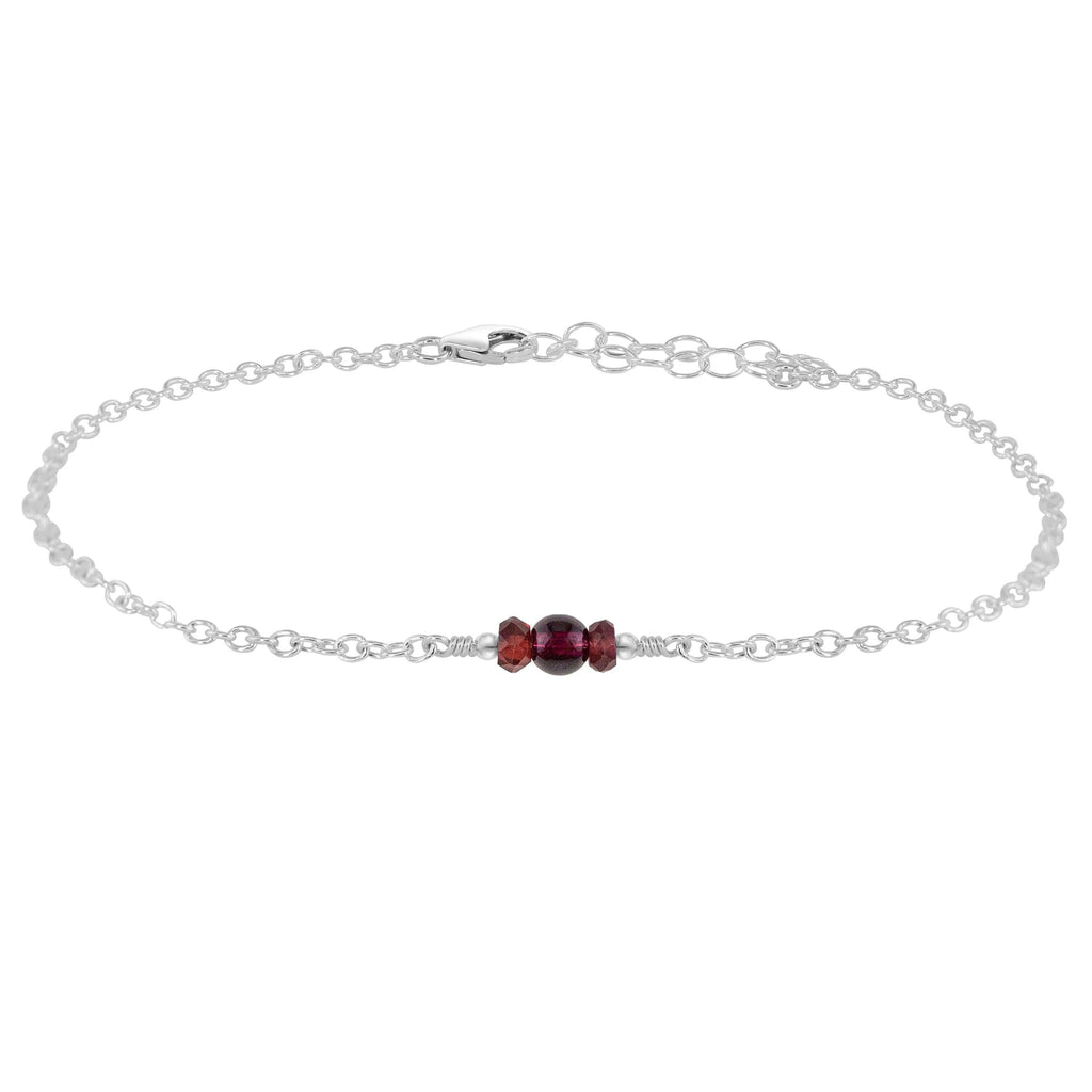 Dainty Garnet Gemstone Anklet - Dainty Garnet Gemstone Anklet - Sterling Silver - Luna Tide Handmade Crystal Jewellery