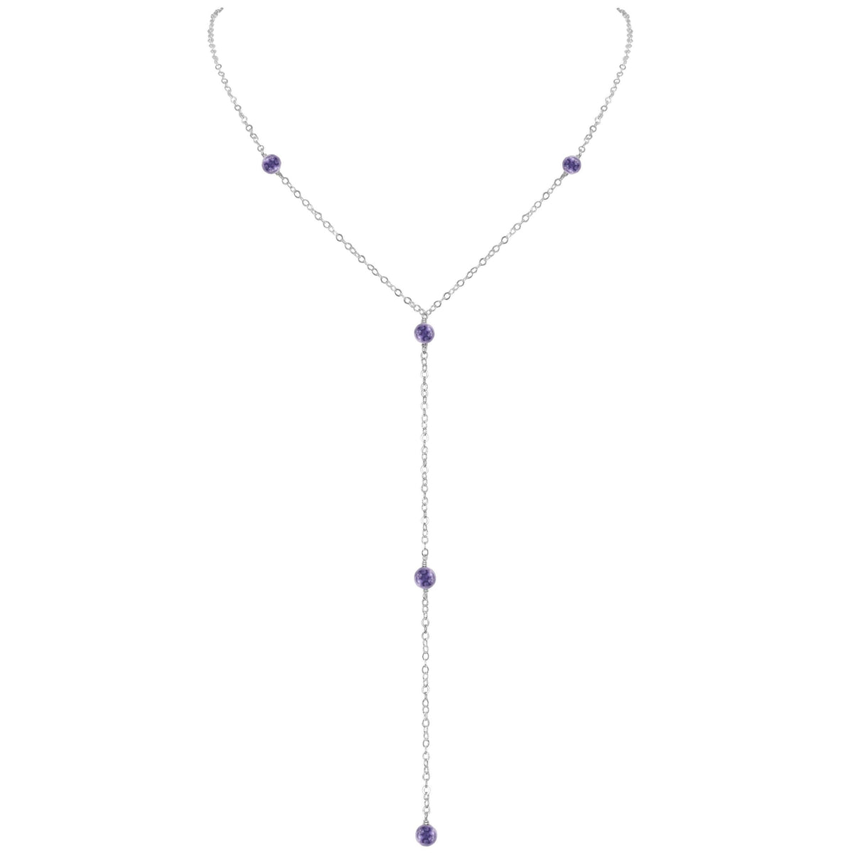 Dainty Y Necklace - Iolite - Sterling Silver - Luna Tide Handmade Jewellery