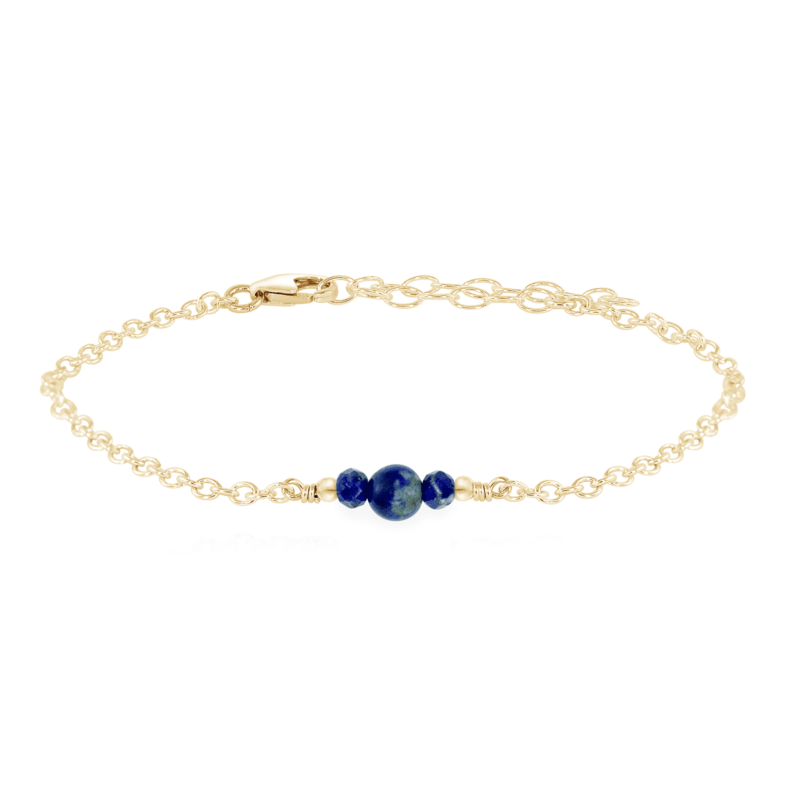 Dainty Lapis Lazuli Gemstone Bracelet - Dainty Lapis Lazuli Gemstone Bracelet - 14k Gold Fill - Luna Tide Handmade Crystal Jewellery